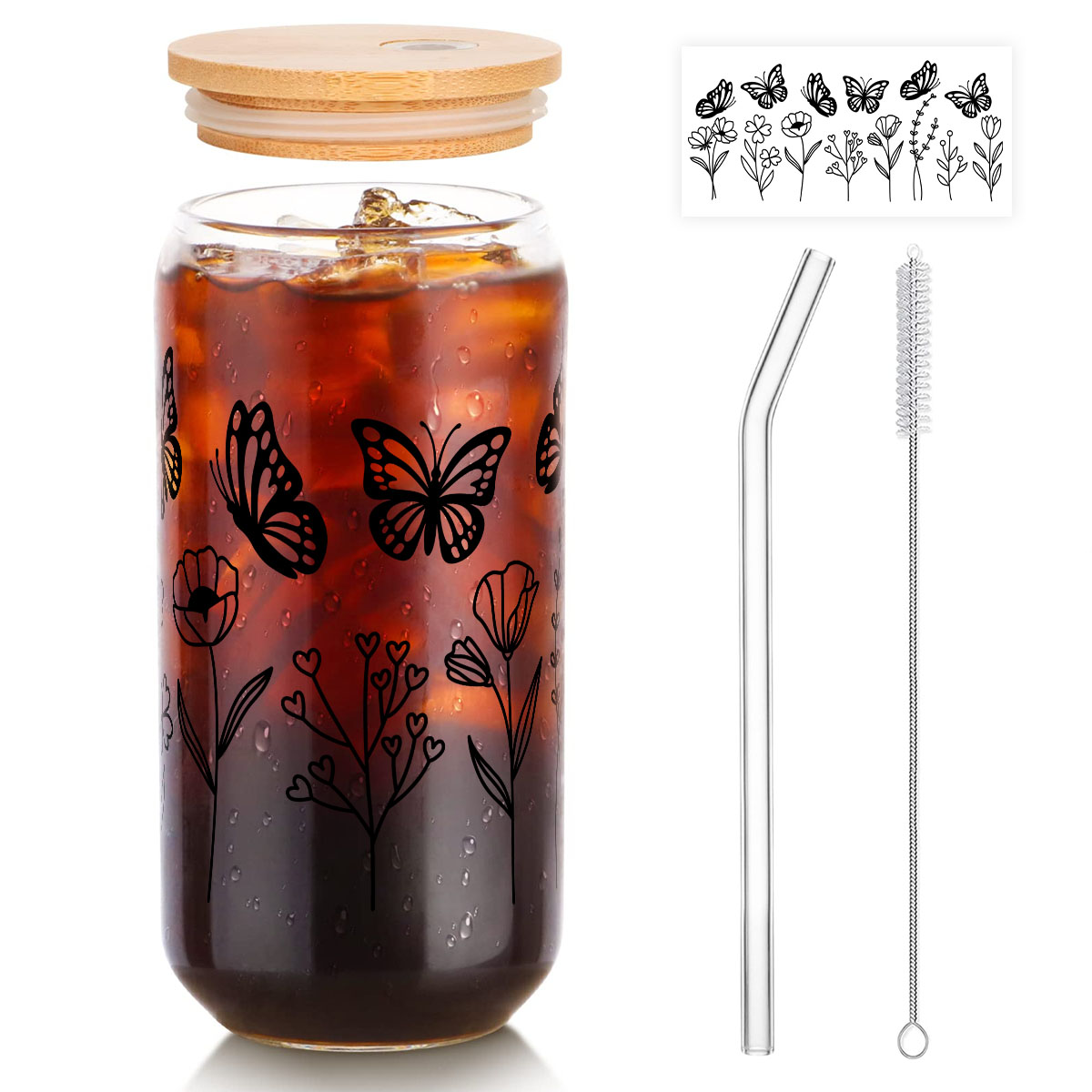 Alphynix 1 sthetischer Glas-Teedose, 500ml Dose mit Holzdeckel &  Schmetterlingsblumen, elegantes Aufbewahrungsglas fr losen Blatttee,  Kchenarbeitsplatten-Deko,Geschenk zum valentinstag, geschenk zum  geburtstag | Glser | Joybuy