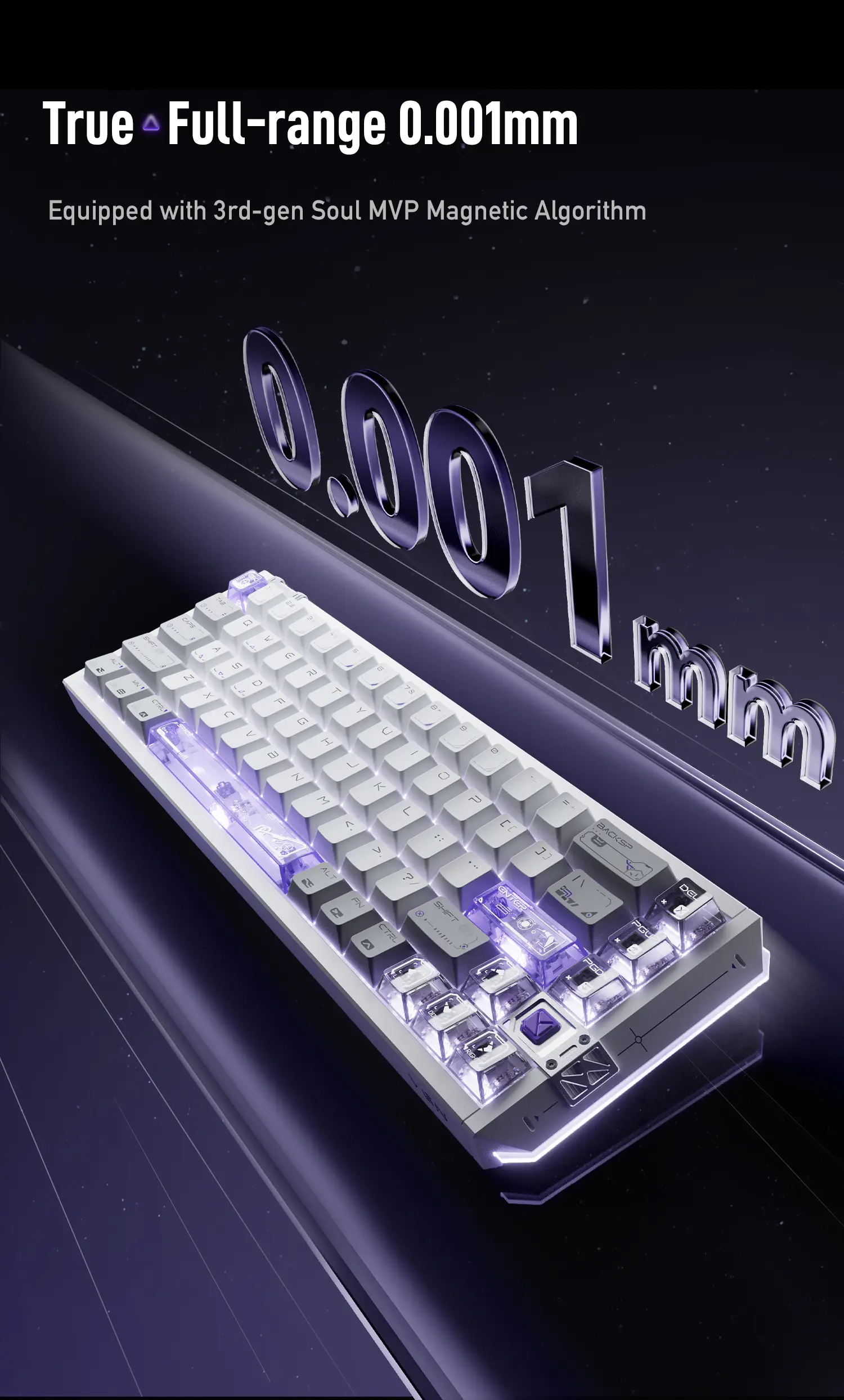 VGN FLASH 68HE Series Magnetic Switch Wired Keyboard (Purple