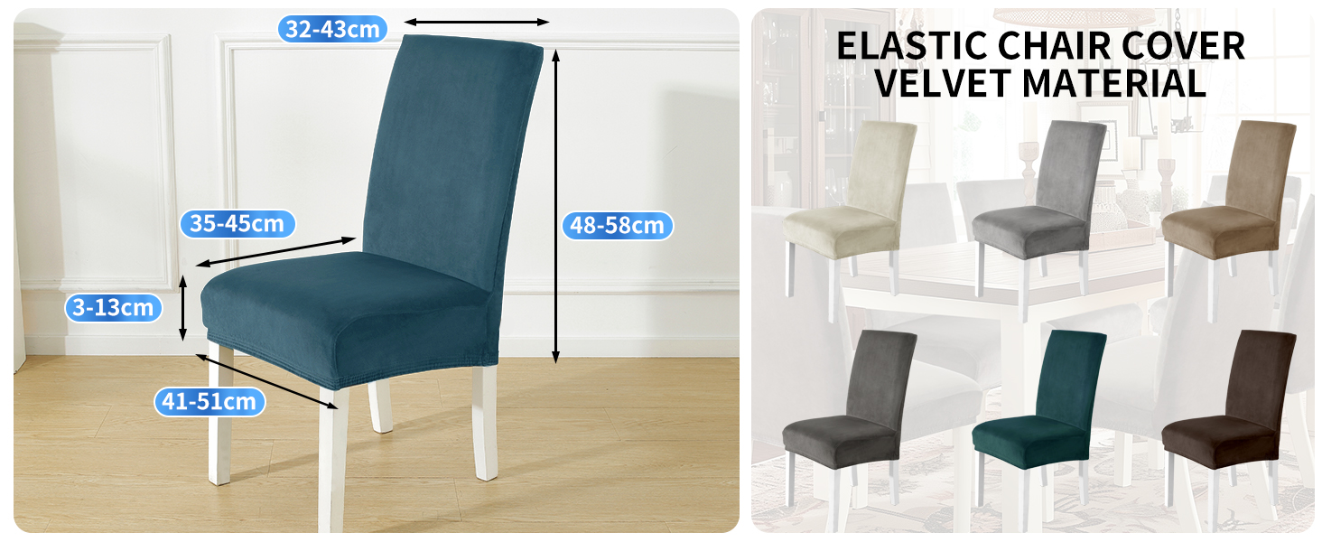 YSTYLE Sitzbezüge für Esszimmerstühle, Stuhlhussen für Esszimmer, 4 Stück, YHR, Pfauenblau | Kissen & Zubehör