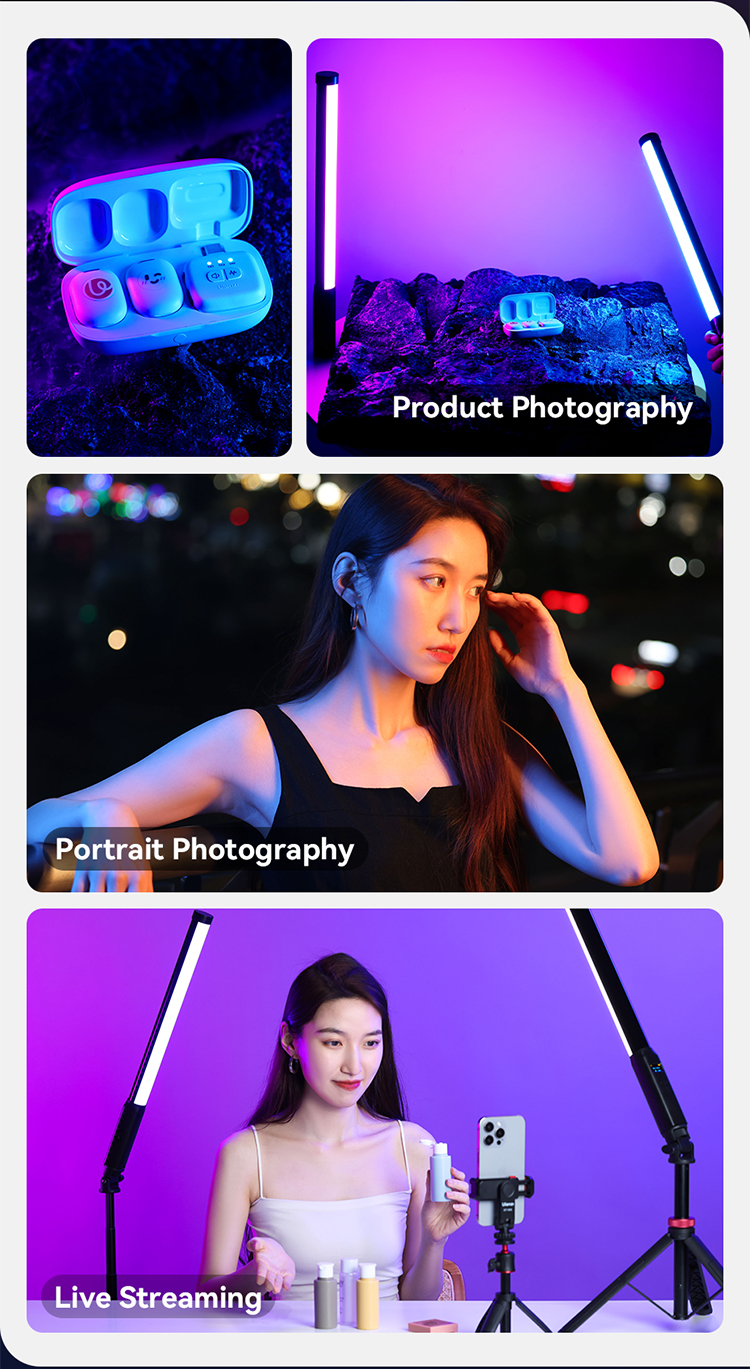 Luce Portatile ULANZI VL119 RGB 10W – 360° Colori, 3300mAh, Display OLED, CRI 95, Per Fotografia E Video