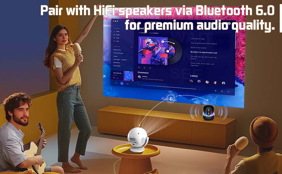 XBJ 360° Portable Projector & Smart Projector, Full HD 1080P, 360 ...