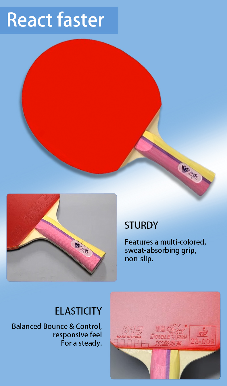 Little Fish Racket Double Fish Diamond Series 1-Star Table Tennis Racket Shakehand Grip ...