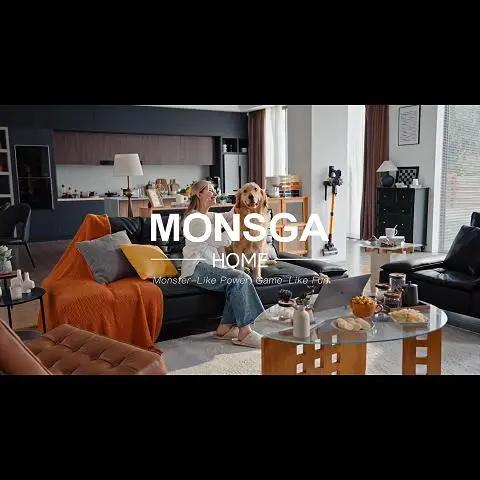 MonsgaClean MV3 draadloze steelstofzuiger, 45 kPa zuigkracht, 550 W vermogen, 50 min gebruiksduur, anti-klit ontwerp met afneembare batterij, LED-display, lichtgewicht handstofzuiger voor huisdierharen/tapijt/vloeren image 0