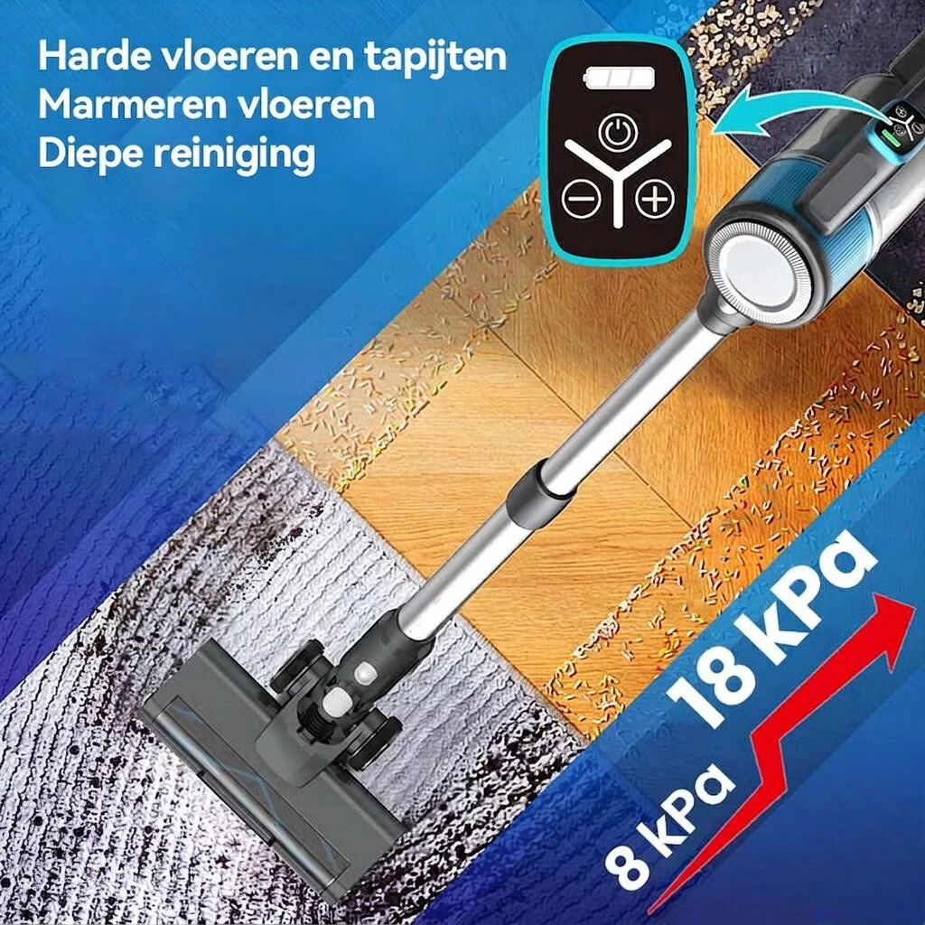 Accustofzuiger, 40000 Pa/450 W, draadloze stofzuiger met Smart Display, tot 50 minuten looptijd, draadloze stofzuiger met automatische modus en anti- klitborstel voor tapijt, harde vloeren en