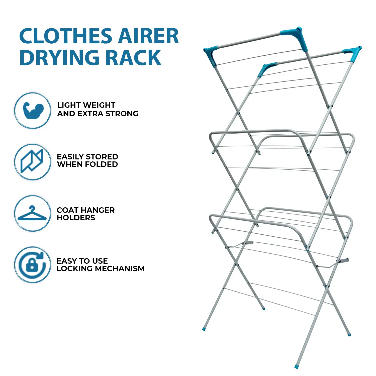 Safe Workload Sign Racking 3 Tier Clothes Airer Folding Horses | Clothes Drying Racks | Joybuy