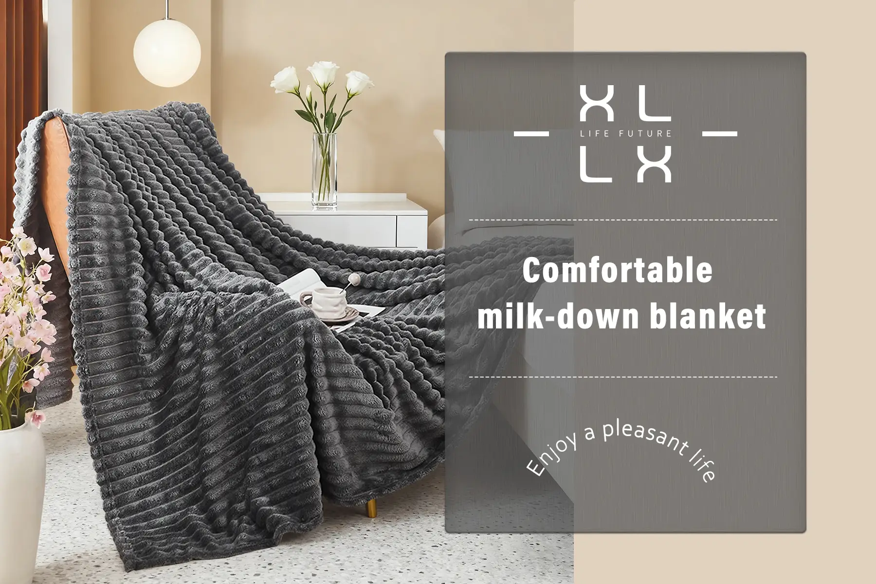 XLLX Kuschelige flauschige Decke, Gestreifte Flanelldecke, Couchdecke, Warme Kuscheldecke, Sofadecke, Vielseitige Decke für Bett, Sofa, Schlafzimmer, Büro, Superweiche Decke, Dunkelgrau 150x200 cm | Decken & Plaids