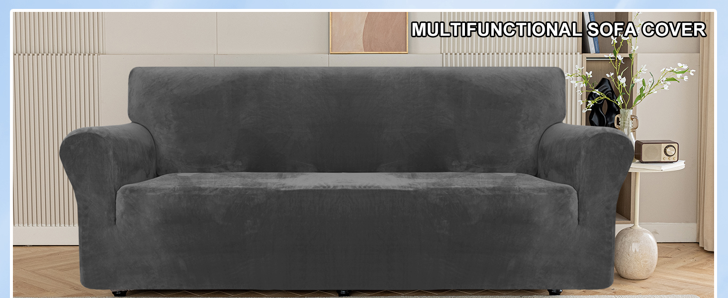 YSTYLE Stretch-Sofabezug, Couchbezug für Couch und Sofa, Möbelschutzbezug für Sofa mit elastischem Boden, 2-Sitzer, YHR, Grau | Kissen & Zubehör