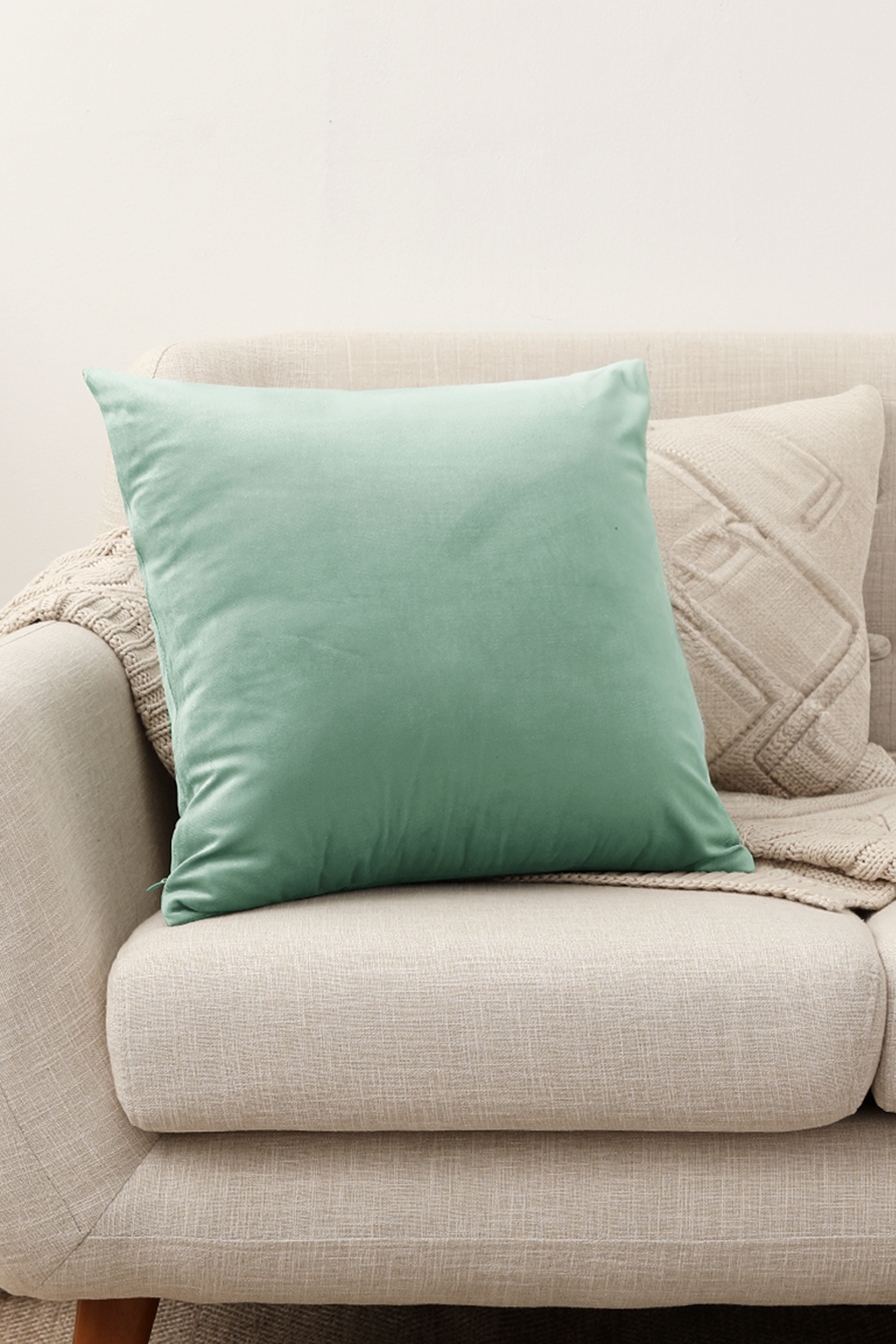 Deconovo DutchVelvet Kissenbezug hellgrüne Farbe 50*50 cm 1 Stück | Kissen & Zubehör