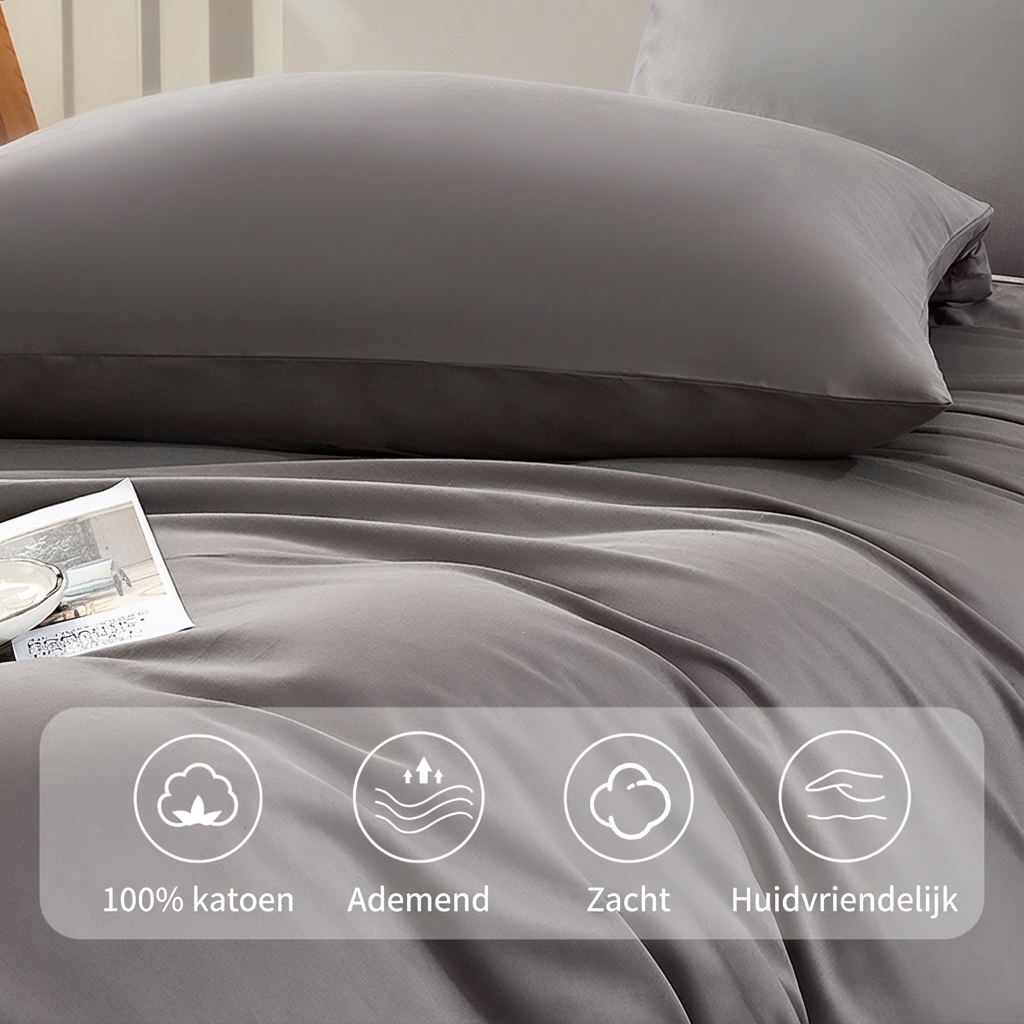 Homescapes Beddengoedset, 3-delig, dekbedovertrek 240 x 220 cm met kussenslopen 80 x 80 cm, donkerblauw/marineblauw, 100% puur Egyptisch katoen, draaddichtheid 200, percale beddengoed