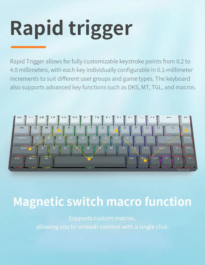 Redragon M68 Magnetische Switch Mechanisch Gaming Toetsenbord met