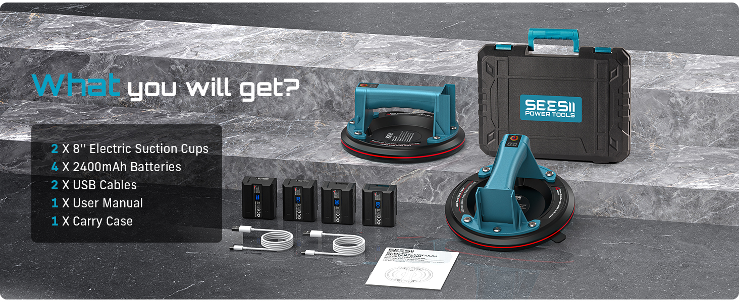 Procci Elektrischer Akku-Saugheber für Glatte Oberflächen - 200 KG Tragkraft, LCD-Anzeige, 2500 Procci Elektrischer Akku-Saugheber für Glatte Oberflächen - 200 KG Tragkraft, LCD-Anzeige, 2500