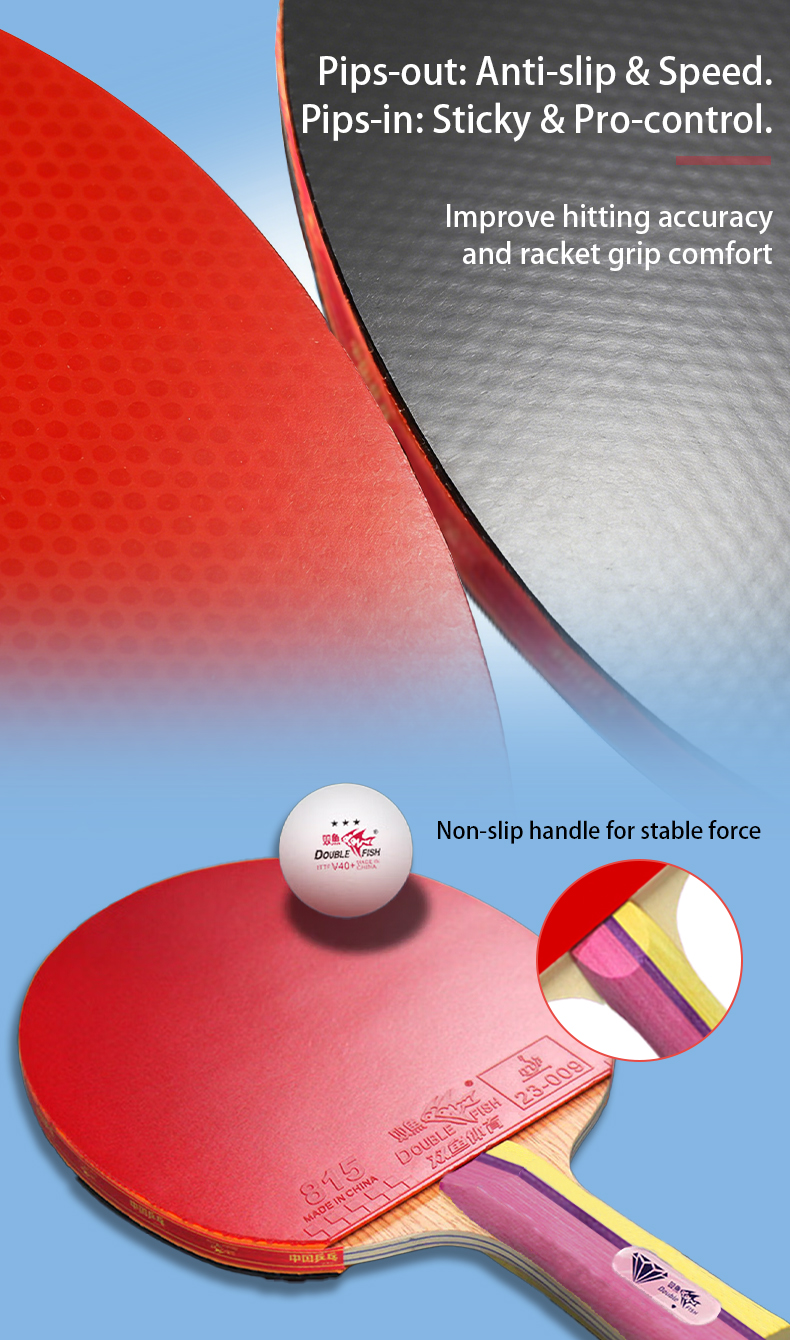 Little Fish Racket Double Fish Diamond Series 1-Star Table Tennis Racket Shakehand Grip ...