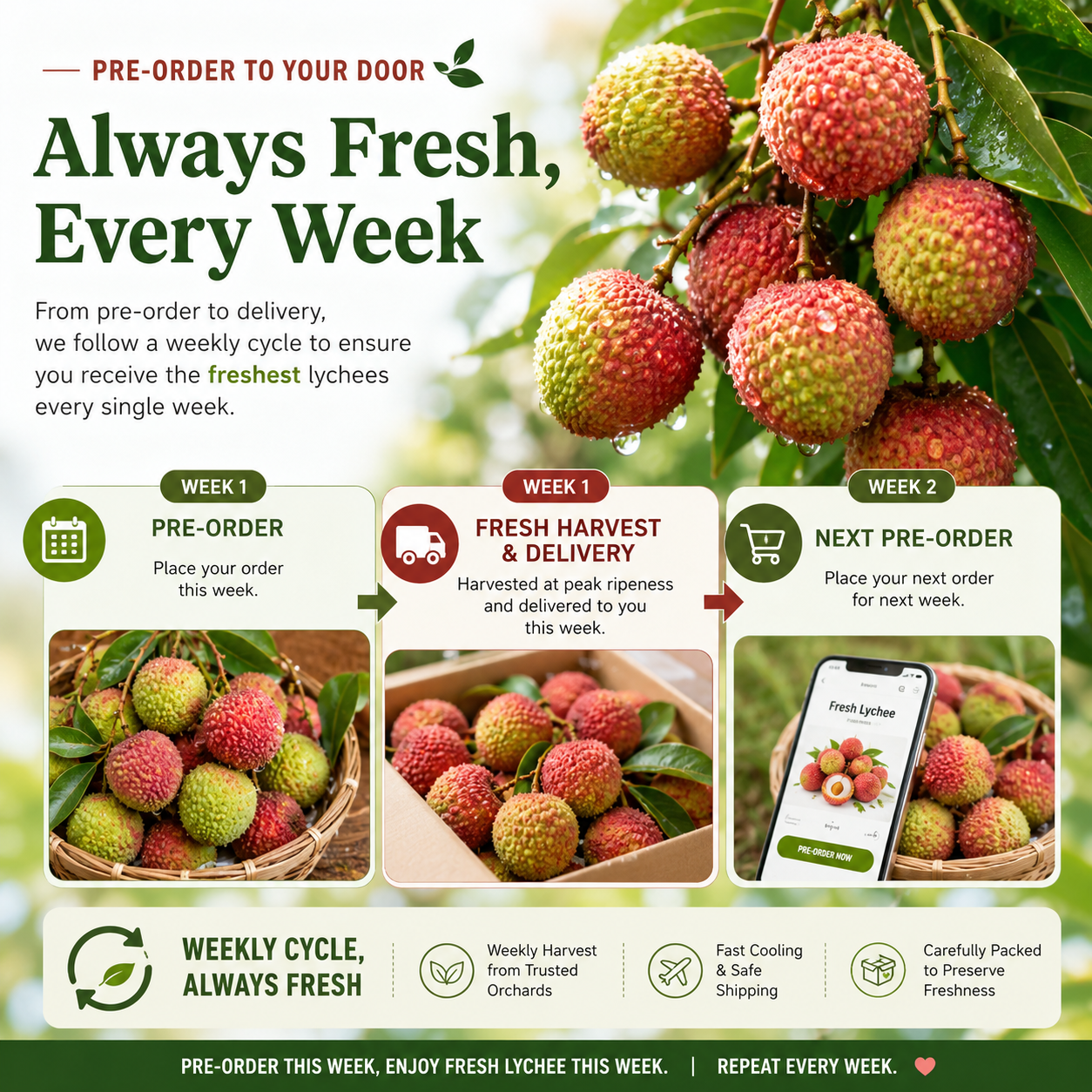 In-Stock] Chinese FeiziXiao Lychee Fresh Air Freight ≥950g