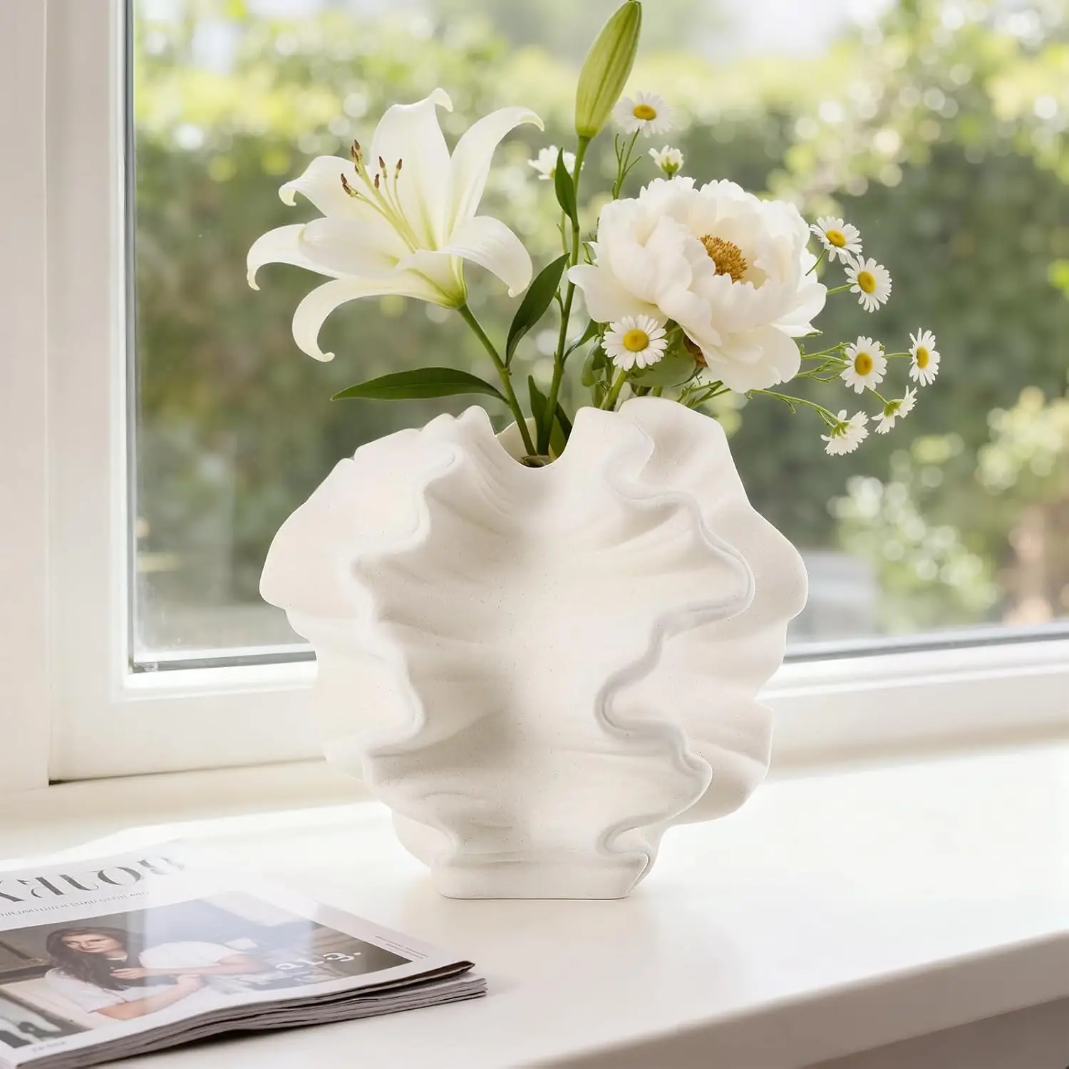 1 Stück 6,69 Zoll/17 cm Keramikvase, Beige moderne Vasen für den nordischen Stil, Vase-Dekoration, Ästhetische Boho-Blumenvase für Zuhause, Wohnzimmer, Büro, Landhausstil, Couchtisch-Dekoration | Vasen & Schalen