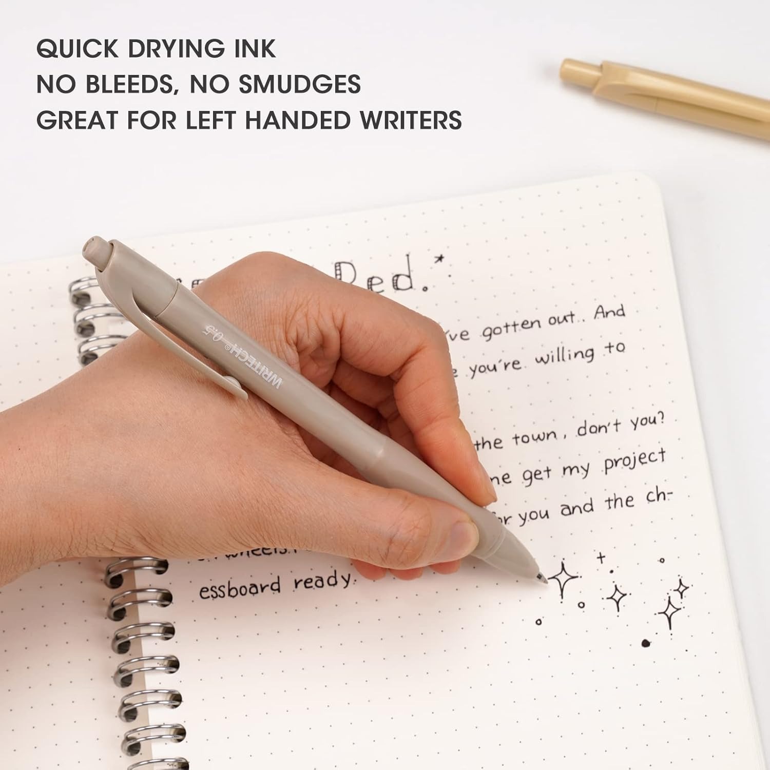Smudge Pen Ink WRITECH 0.5mm Gel Pens with Soft Grip - 8ct Retractable Black Ink Pens ...