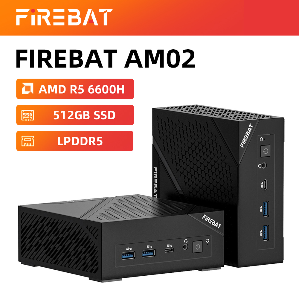 FIREBAT Mini PC AM02L AMD 6600H ， 16GB LPDDR5 512GB M.2 NVMe