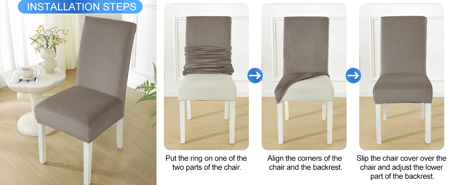 YSTYLE Sitzbezüge für Esszimmerstühle, Stuhlhussen für Esszimmer, 4 Stück, YHR, Khaki | Kissen & Zubehör