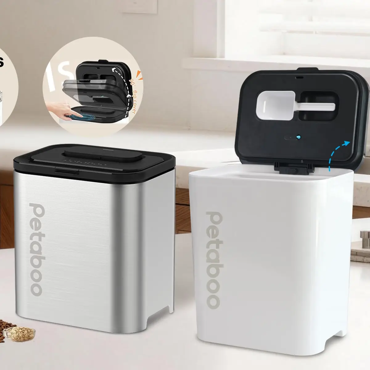 Petaboo Criseal 200MF Vacuum Dog Food Storage Container, 13 Litre,Airtight Pet Food Container, Dry Pet Food Bucket for Dogs Cats Rechargeable Sealed Food Storage Bin with lid & Measuring Scoop image 0