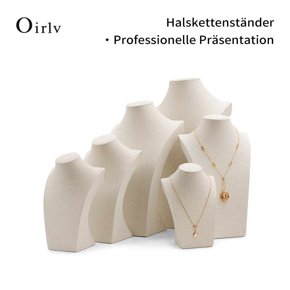 Oirlv Mannequin aus Leinen, Halskette-Anhänger-Kettenhalter, Schmuck-Präsentationsständer, Schmuckhalter, Anhängerhalter, Fensterdisplay-Prop | Heimaufbewahrung
