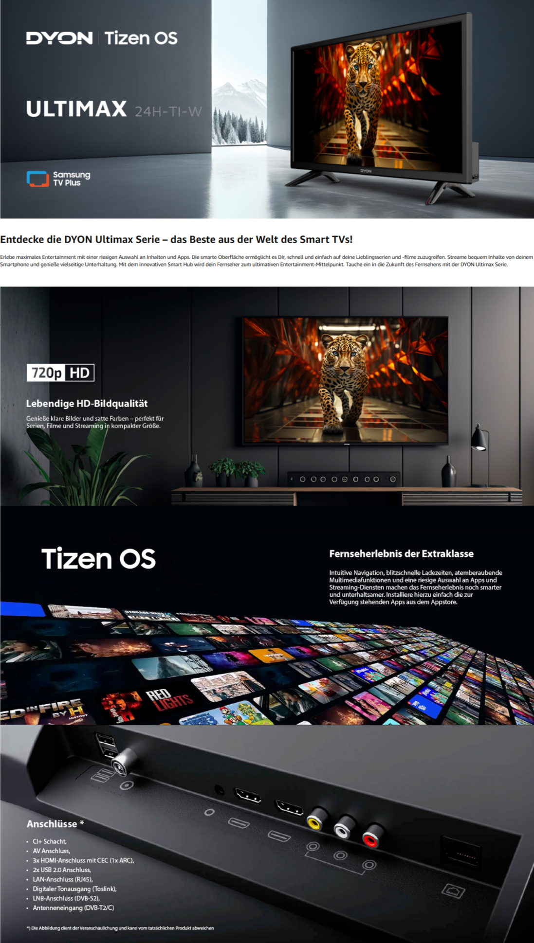 DYON ULTIMAX 24H-TI-W - 24 Zoll (60 cm) HD Smart TV mit Samsung Tizen ...