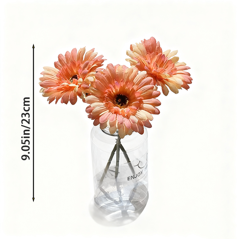 3 Stück 9,05 Zoll/23 cm Künstliche Seide Gerbera Blumen Hochzeit Zuhause Veranda Tischdekoration Falsche Gänseblümchen Chrysanthemen Party Zuhause Dekoration (Orange) | Kunstblumen & Kunstpflanzen