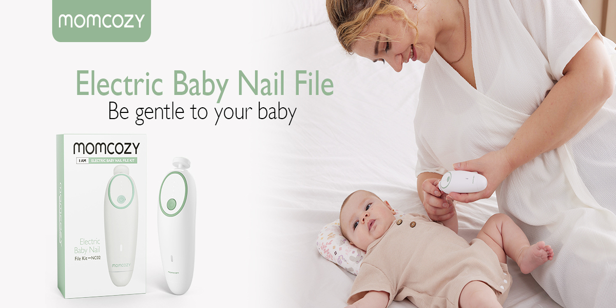 Low Speed Stops Momcozy Electric Baby Nail File, Rechargeable, with 7 Grinding Pads ...