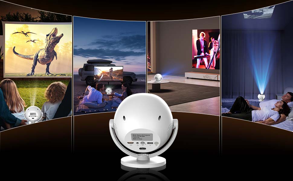 XBJ 360° Portable Projector & Smart Projector, Full HD 1080P, 360 ...