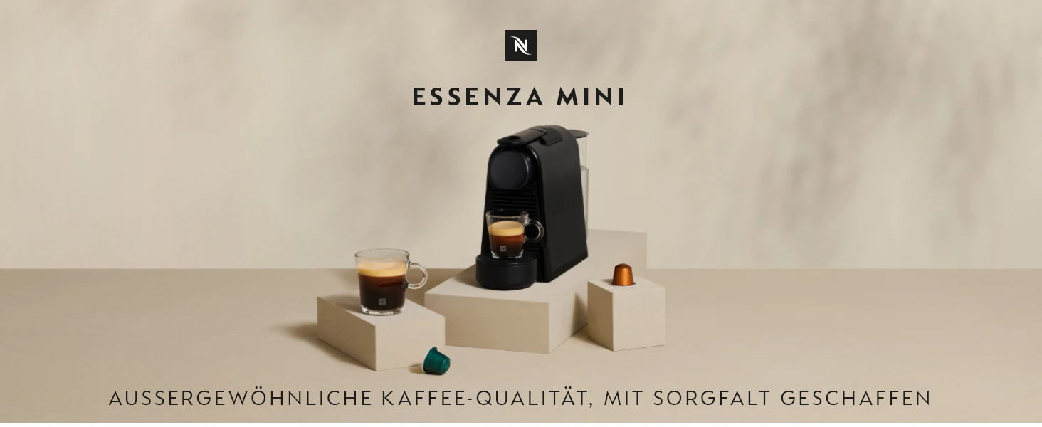 NESPRESSO DE'LONGHI Essenza Mini Schwarz Original Kapselmaschine | ultrakompaktes Design | 25 Sek. Aufheizzeit | 2 Tassengrößen | 19 Bar Druck | Kaffeemaschine EN85.B | Kaffeemaschinen