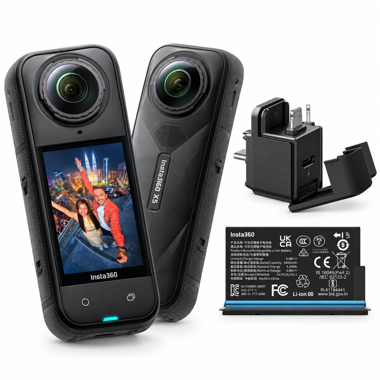 Insta360 X5 Power & Transfer Bundle (X5 + Extra Battery + Quick Reader ...