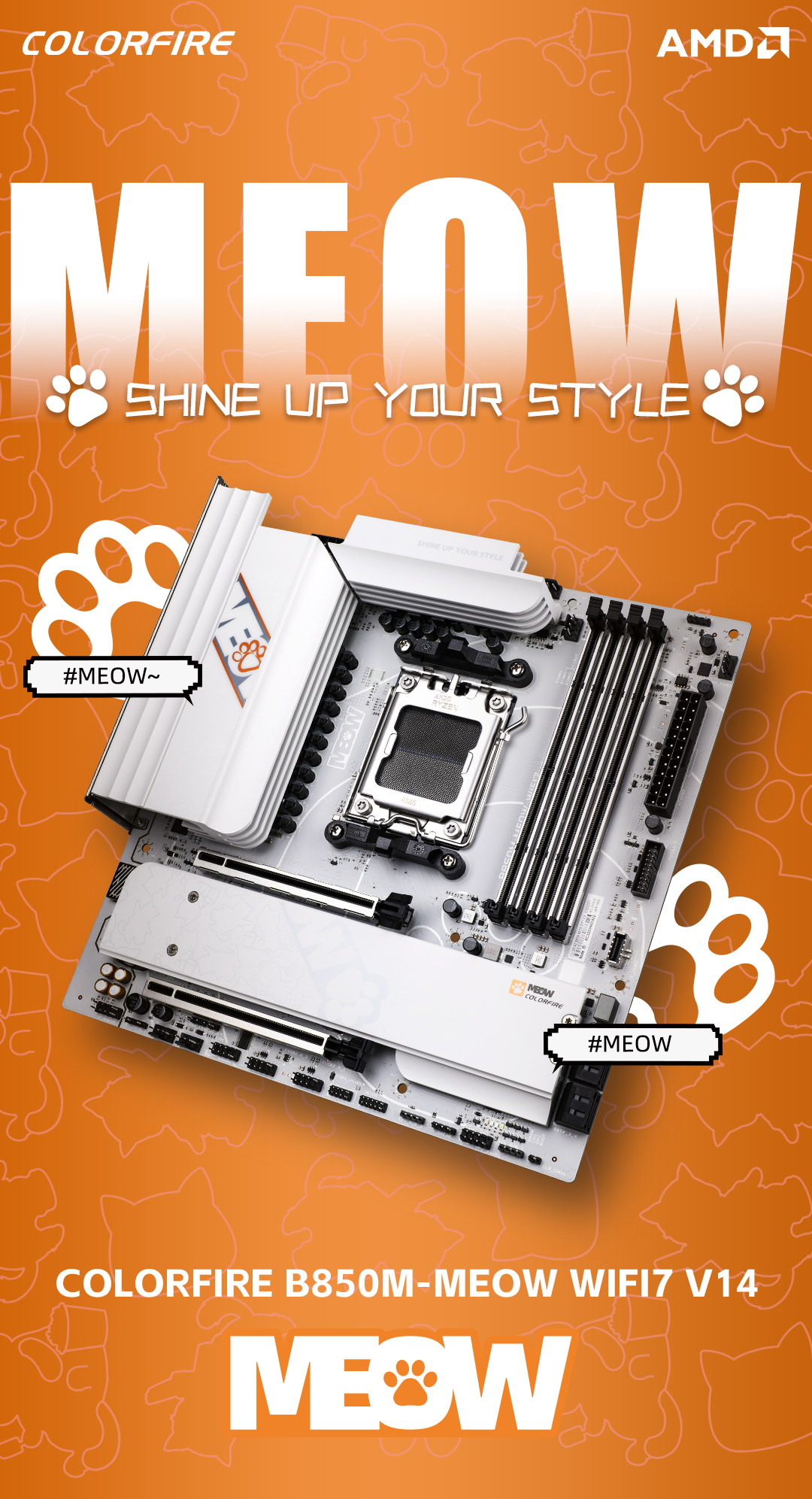 COLORFUL COLORFIRE B850M-MEOW WIFI7 V14 Carte mère, format M-ATX
