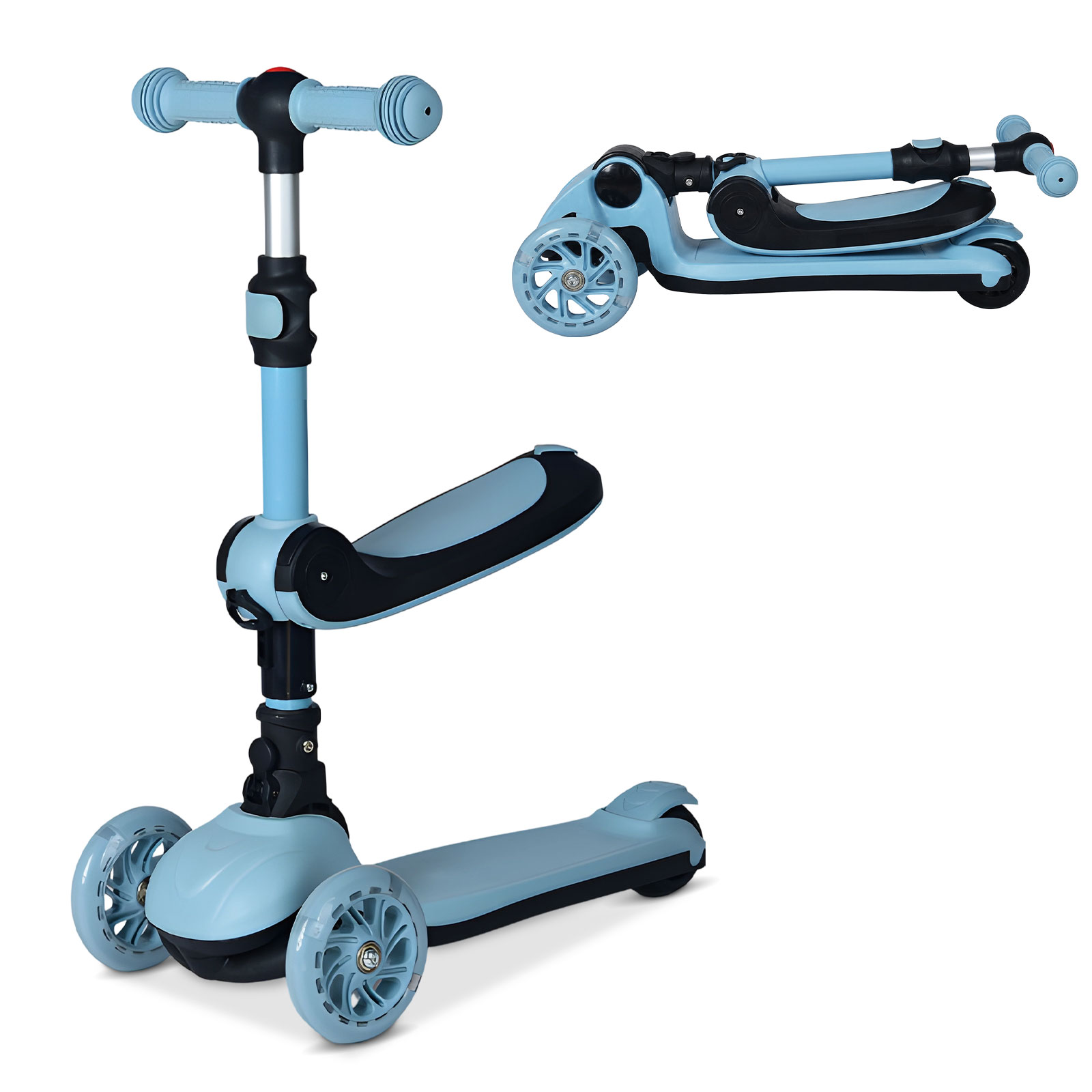 AIYAPLAY Trottinette Enfant 6-12 Ans – Hauteur Réglable, Frein Arrière, Béquille, Grandes Roues EVA – 100-150 Cm