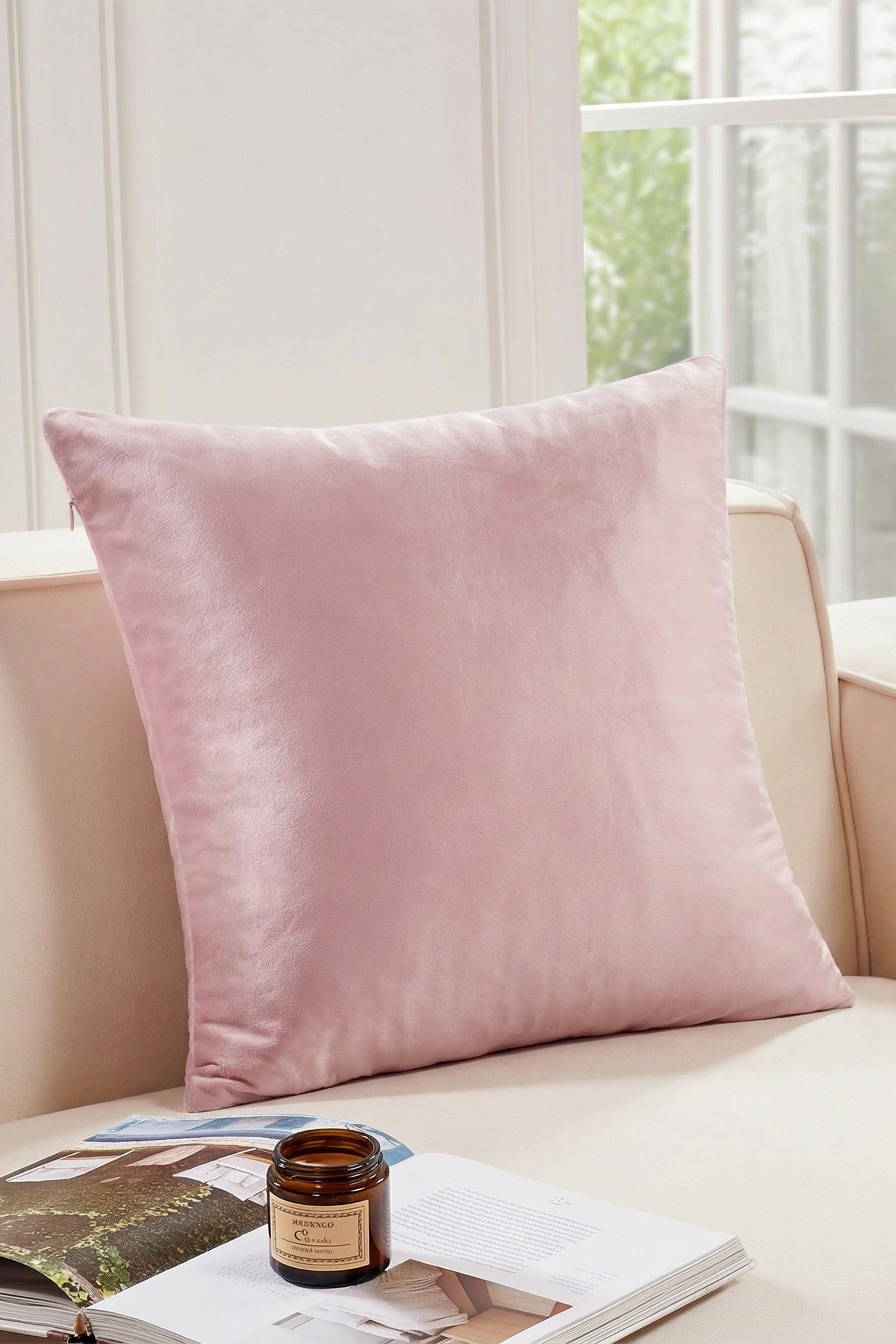 Deconovo Kissenbezug aus niederländischem Samt, Farbe Pink, 50 x 50 cm, 1 Stück | Kissen & Zubehör