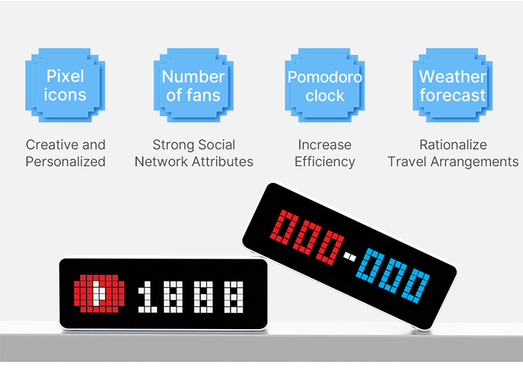 ULANZI TC001 Smart Pixel Clock， Social Media Teller， Digitale Wekker ...