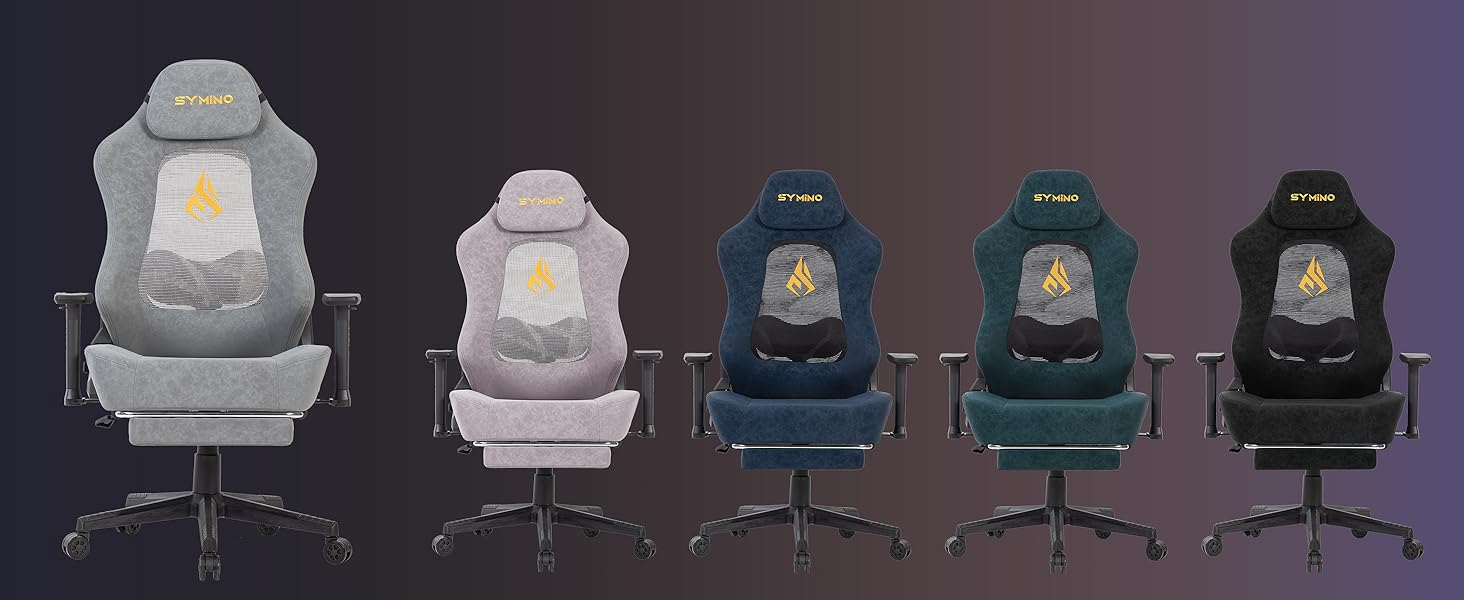 SYMINO Gamerstuhl mit atmungsaktivem Ausschnitt im Rücken, ergonomischer  PC-Stuhl mit 12° Kippfunktion, Gamingsessel mit 3D-Lendenwirbelstütze,  vintage PU-Leder 90-155°, grau | Gaming-Stühle