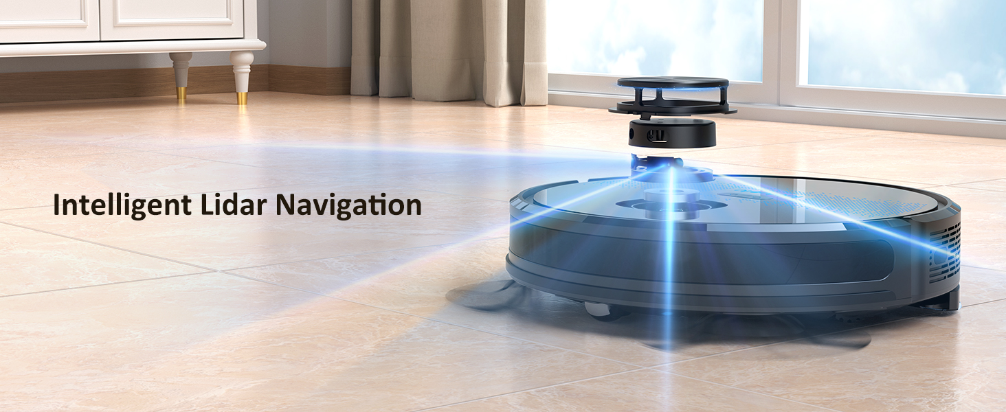LEFANT M1 Robotstofzuiger en vloerwisser met kartering, 4000 Pa, 200 min, lasernavigatie (LDS), verbodszone, robotstofzuiger 32 cm, wifi/app/Alexa- bediening, ideaal voor Smart Home, M1