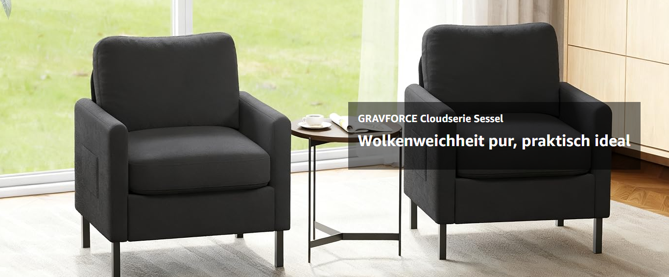 GRAVFORCE Ohrensessel, kleiner, bequemer und moderner Holz-Loungesessel, TV-Sessel für Wohnzimmer und Schlafzimmer, Belastbarkeit bis 136 kg, Stoff, Dunkelgrau | Sofas, Sessel & Hocker