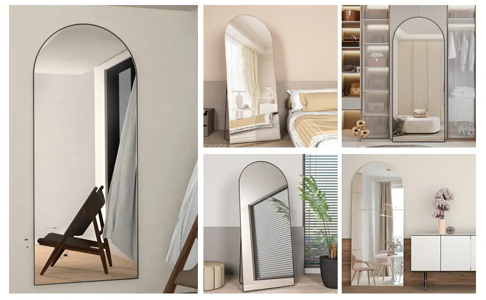 Arched Floor Mirror 165x60cm Arch Full Length Mirror with Stand, Large ...