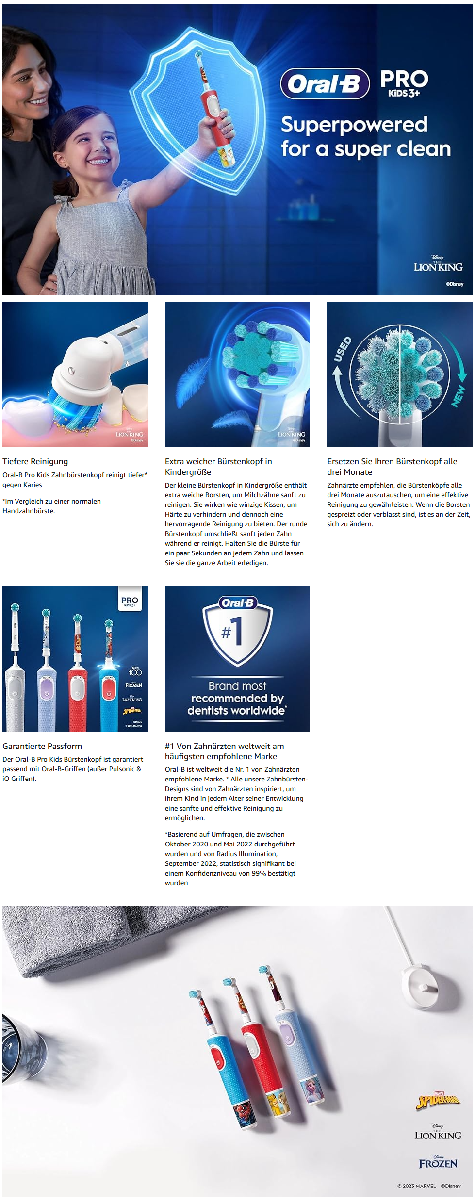 Oral-B Pro Kids Aufsteckbürsten mit Disney Der König der Löwen, 4 Stück | Zahnpflegegeräte-Zubehör