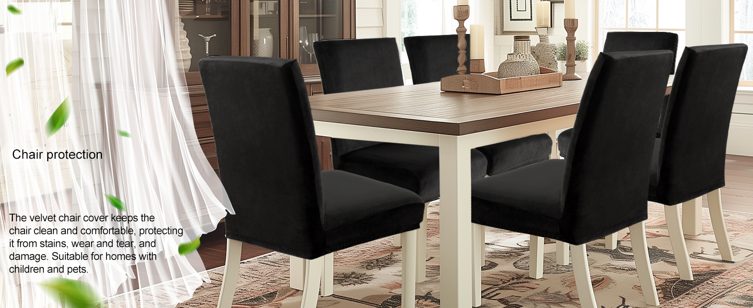 YSTYLE Sitzbezüge für Esszimmerstühle, Stuhlhussen für Esszimmer, 4 Stück, YHR, Schwarz | Kissen & Zubehör