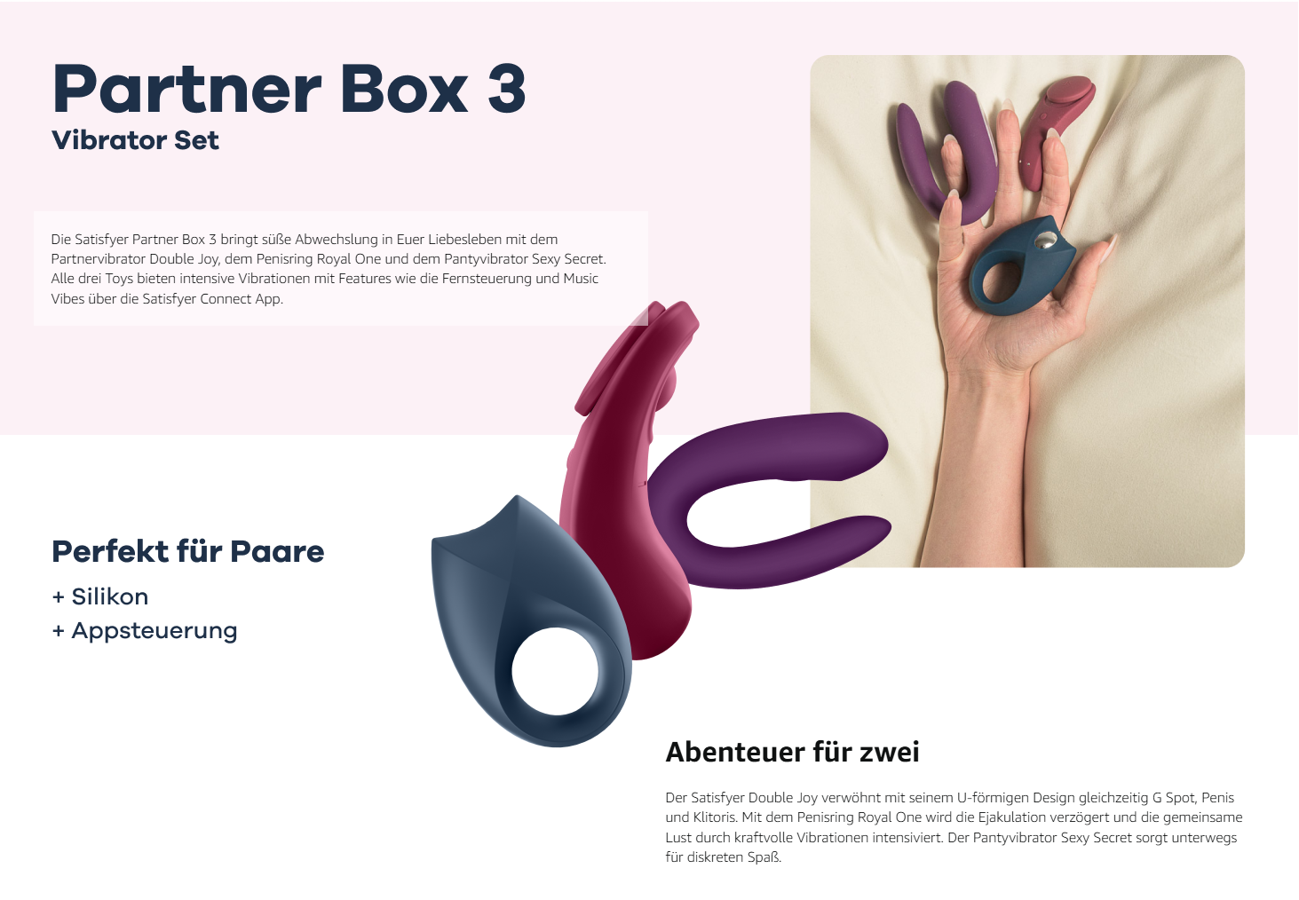 sexspielzeug für zwei Amoressa Lauren Fernsteuerung Partner Stimulator Vibrator für Paare mit  Fernbedienung Rosa main image 1