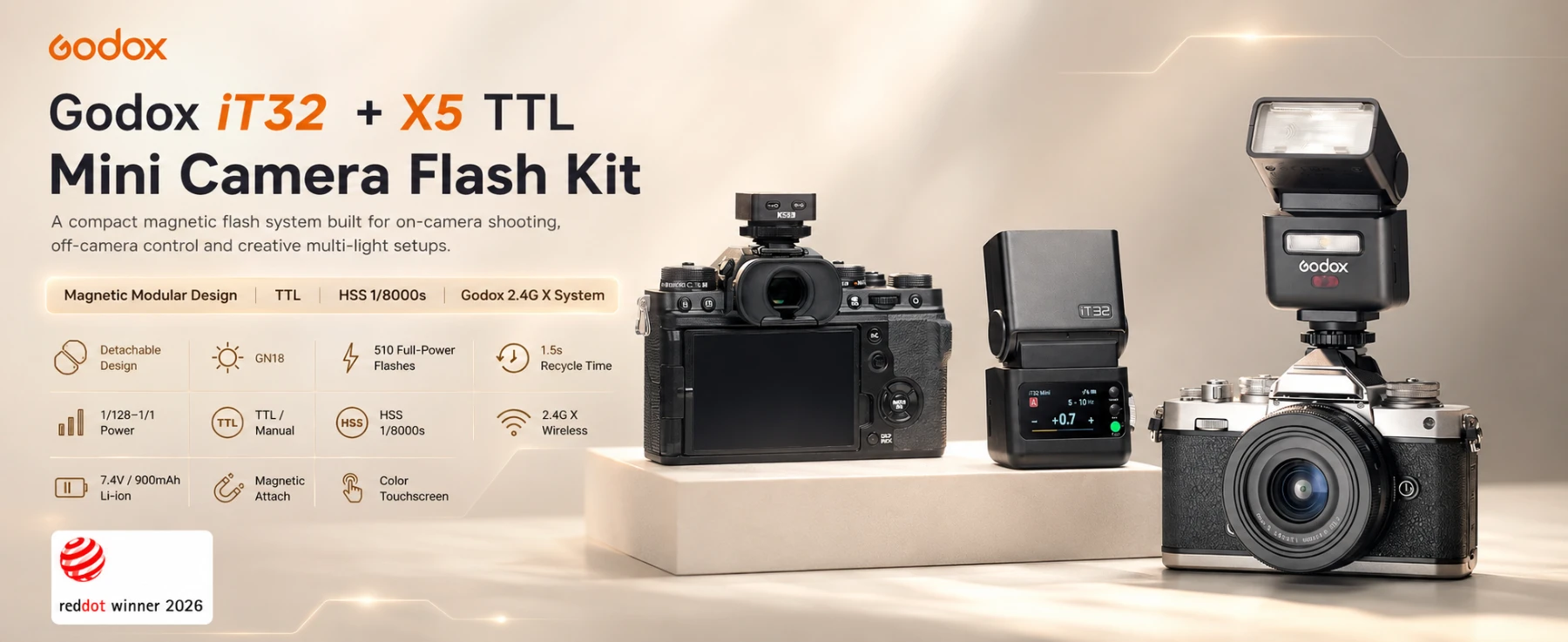 Godox iT32 + X5S TTL Mini Camera Flash Kit for Sony, GN18 HSS ...