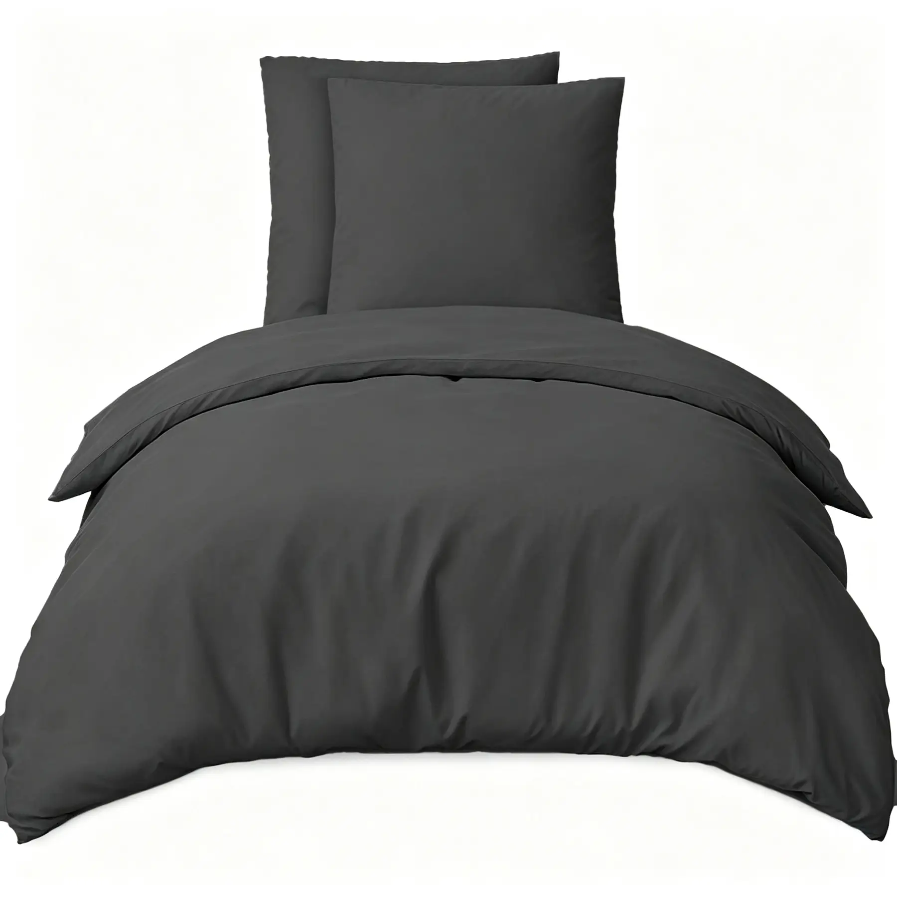 XLXX Dunkelgrauer Bettbezug-Set, 155x220 cm/80x80 cm x 2 Weiches Doppelbett- Bettwäsche-Set, Mit Reißverschluss, 3-teilig, Enthält 1 Bettbezug & 2 Kissenbezüge, Ohne Bettdecke | Laken & Kissenbezüge
