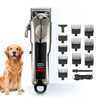 【Back-to-School】Blinkit Pet Hair Clipper Designed for Dense， Thick Hair / Low Noise， Rechargeable， Cordless Pet Trimmer (with Stainless Steel Blade) / Waterproof Pet Hair Clipper， Suitable for All Types of Dogs and Animals (Gunmetal) ZCC201.
