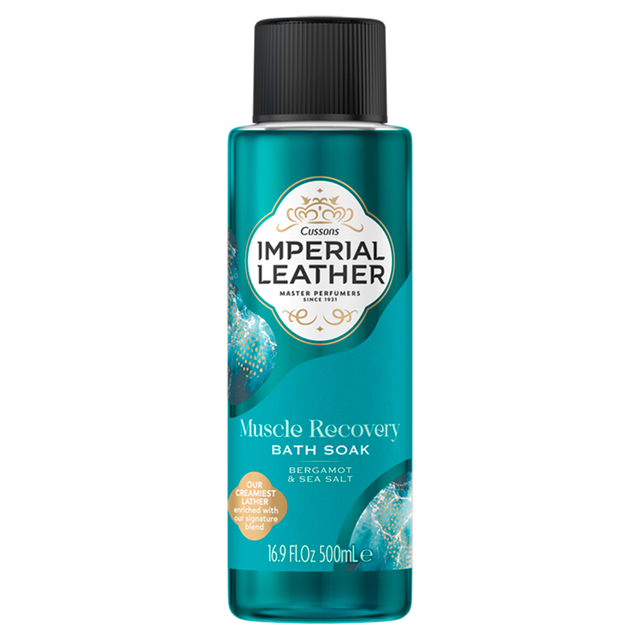 Imperial Leather Muscle Recovery Bath Soak with Bergamot & Sea Salt, 500ml | Soothing Body Care for Post-Workout Relaxation