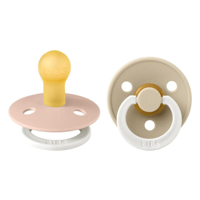 BIBS Baby Soothers Teethers Colour Latex Size 2 6+ Months 2 Pack Blush GLOW Vanilla GLOW Pacifiers for Comfort