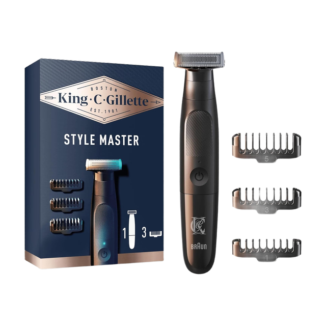 Gillette King C Style Master Beard Trimmer & Electric Shaver 4D Blade Kit with 3 Comb Attachments for Precise Facial Hair Styling