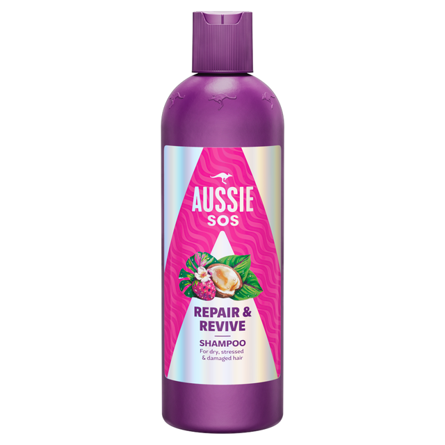 Aussie Shampoo for Dry Damaged Hair – SOS Repair & Revive Formula 300ml Restores Strength, Shine & Hydration