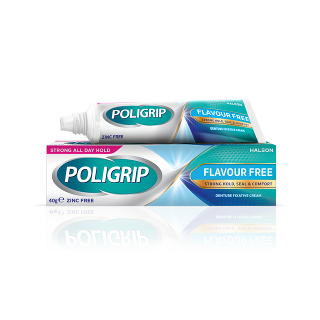 Poligrip Denture Adhesive Fixative Cream for a Strong, Secure Hold and Comfort All Day Long, 40g Tube