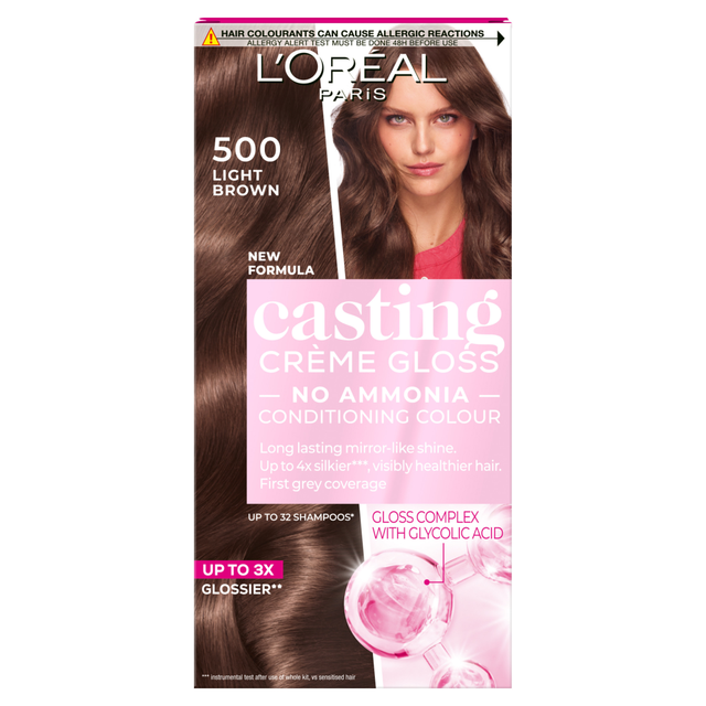 L'Oréal Paris Hair Colourant: Casting Crème Gloss 500 Light Brown, A Gentle, Ammonia-Free Cream Hair Dye