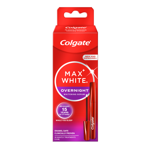 Colgate Max White Overnight Teeth Whitening Serum 2.5ml | Professional Dental Care Treatment Kit for a Brighter Smile